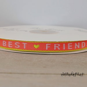 1m Schmuckband mit Text 10mm Textauswahl best friends