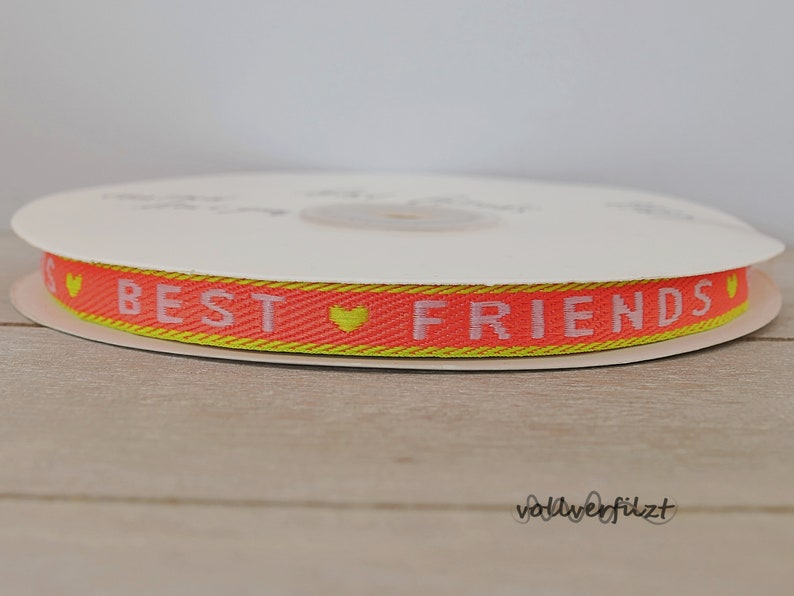 1m Schmuckband mit Text 10mm Textauswahl best friends