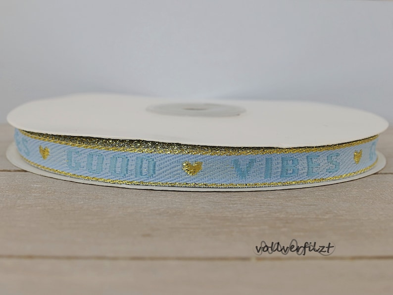 1m Schmuckband mit Text 10mm Textauswahl good vibes