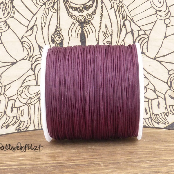 5m (0,21 EUR/m) oder 10m (0,20 EUR/m) Makramee Band aubergine purple 0,8mm Kordel Schmuckkordel Macramé Schmuckband