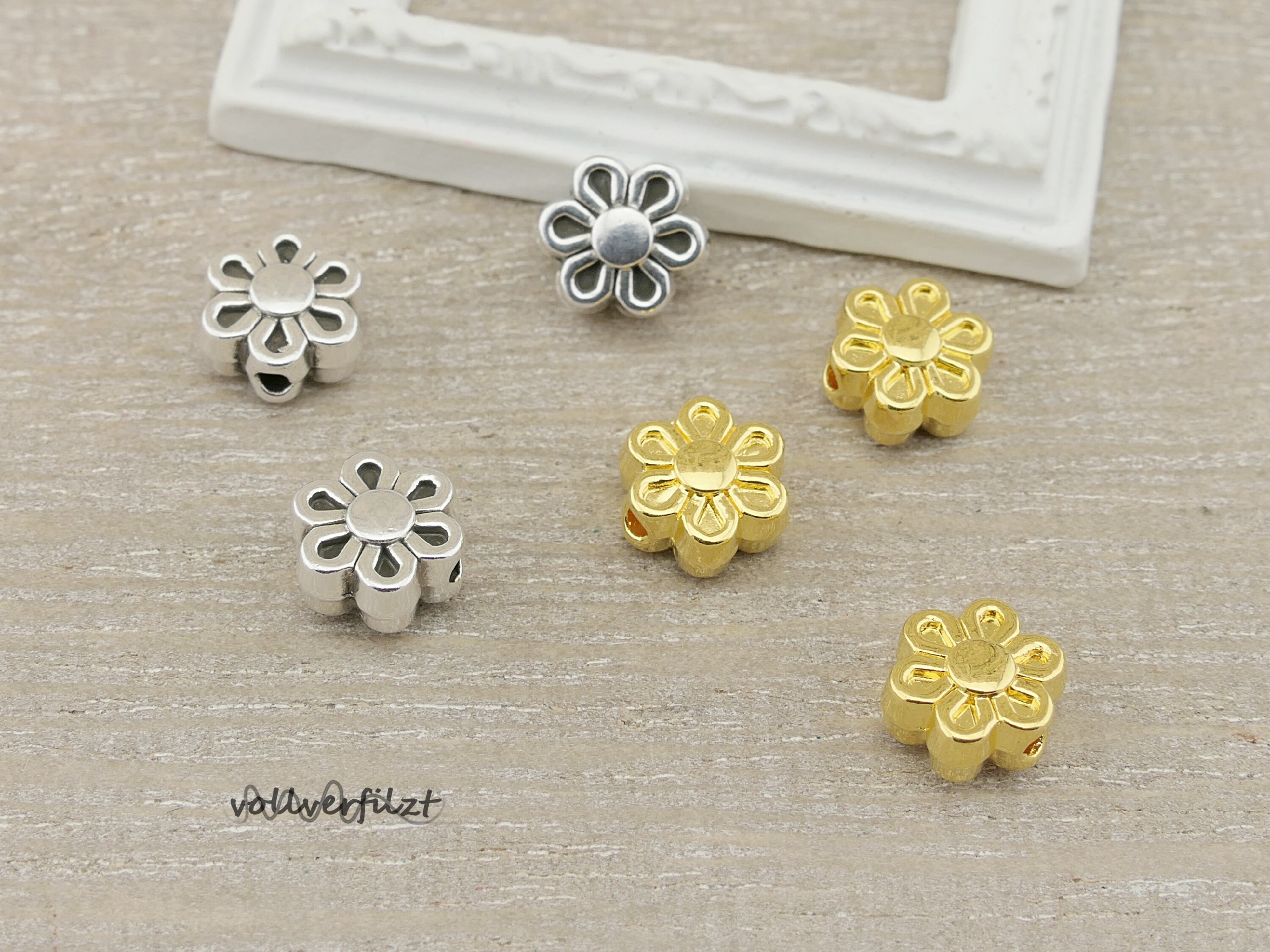 300 Stück Daisy Blume Kunststoff Acryl Handwerk Perlen 9 Mm
