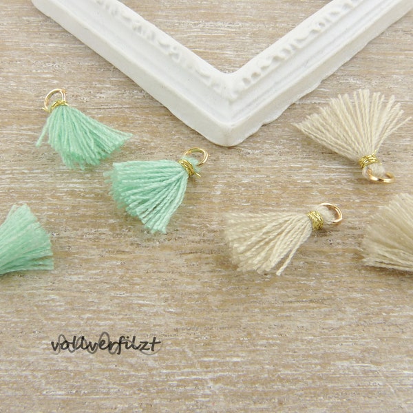 3x mini Quaste 1cm Farbauswahl Boho Anhänger Schmuckanhänger Tassel