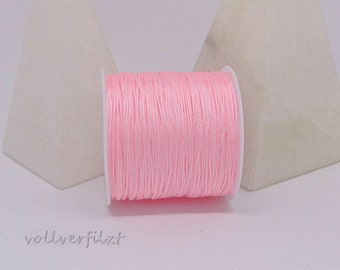 5m (0,21 EUR/m) oder 10m (0,20 EUR/m) Makramee Band bright pink 0,8mm Kordel Schmuckkordel Macramé Schmuckband