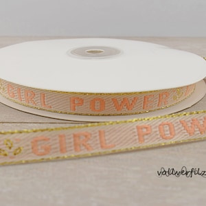 1m Schmuckband mit Text 10mm Text/Motivauswahl girl power