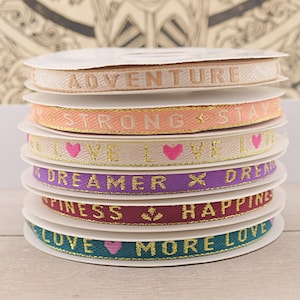 1m Schmuckband mit Text 10mm Textauswahl
