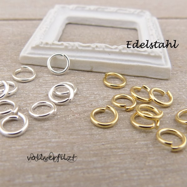 10x Edelstahl Binderinge offen 6x1mm Farbauswahl Stahl jumpring Biegering