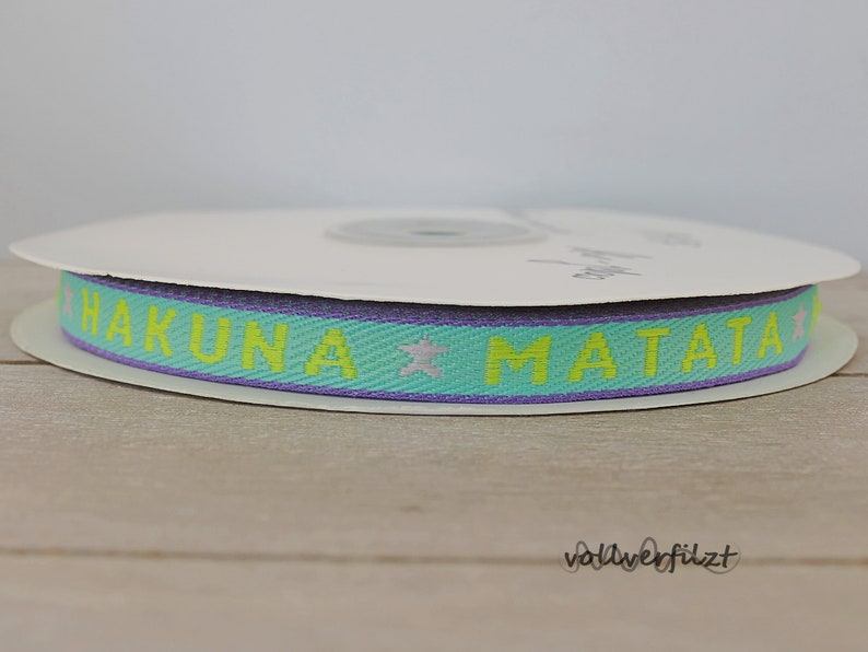 1m Schmuckband mit Text 10mm Textauswahl hakuna matata