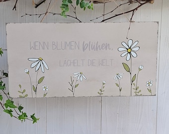 Schild wenn Blumen blühen Deko Schild aus Blech Gartendeko Metallschild Willkommen Gartenschild Blechschild Zuhause ist wo die Liebe wohnt