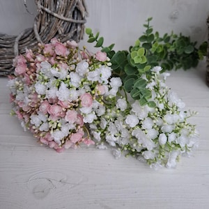 Schleierkraut Bund weiß rosa Zweige Bund Kunstschleierkraut haltbare Blumen Blumenstrauß künstliche Blumen Bund Tischdekoration Seidenblume