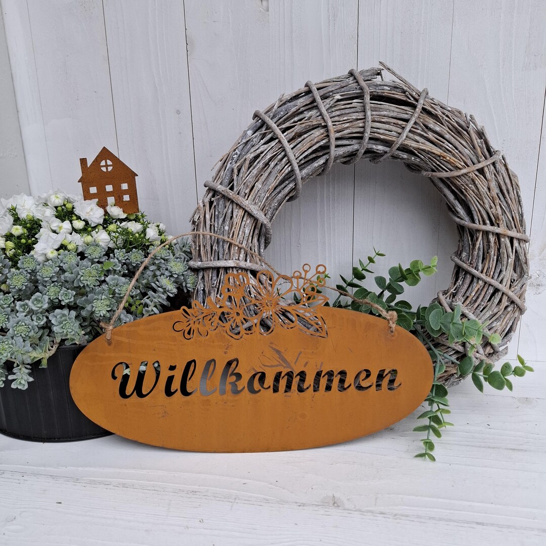 Sign Welcome Rust Decoration Door Sign Rust Decoration Sign in Rust ...