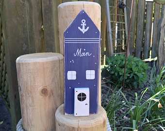 Dekohaus XL Moin maritime Deko Holz skandinavische Holzdeko Haus Holzhaus hygge Deko dänische Häuser Holzdeko für den Garten Eingangsdeko