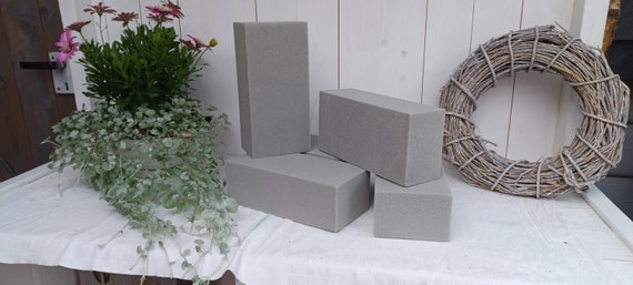 Steckschaum Ziegel 5 St. trocken Floristik Trockenmoosi zum Stecken Steckmasse für Floristik Ziegelblock grau Moosi Block Steckschaum Blumen