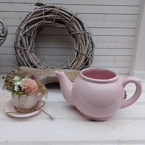 Deko Teekanne Keramik Kanne Pflanztopf rustikale Tischdekoration Blumen Gießkanne Keramik Krug Blumenvase Deko Kaffeekanne Marthas Hus