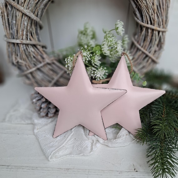 Sterne aus Metall 2er Set zum Hängen Deko Sterne Sternhänger rosa Hänger Sterne zum Aufhängen Deko Fensterhänger Stern