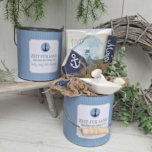 Geschenk Set maritim Aquarell Karte Geschenk Geburtstag Geschenkbox Mitbringsel Präsentkorb Deko Set Moin Dekohaus Anker Deko Segelschiff