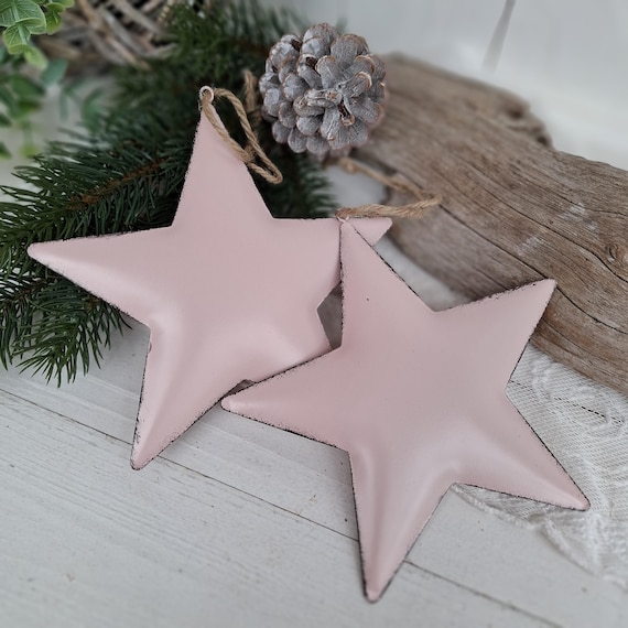Sterne aus Metall 2er Set zum Hängen Deko Sterne Sternhänger rosa Hänger Sterne zum Aufhängen Deko Fensterhänger Stern