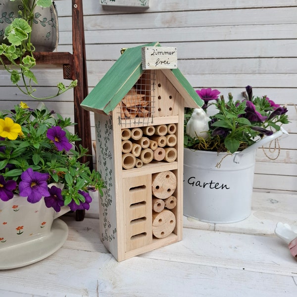 Insektenhotel Holz Appartment für Wildbienen kleines Insektenhaus Haus für Insekten Insektenhotel aus Fichtenholz Bienen Hotel Gartendeko