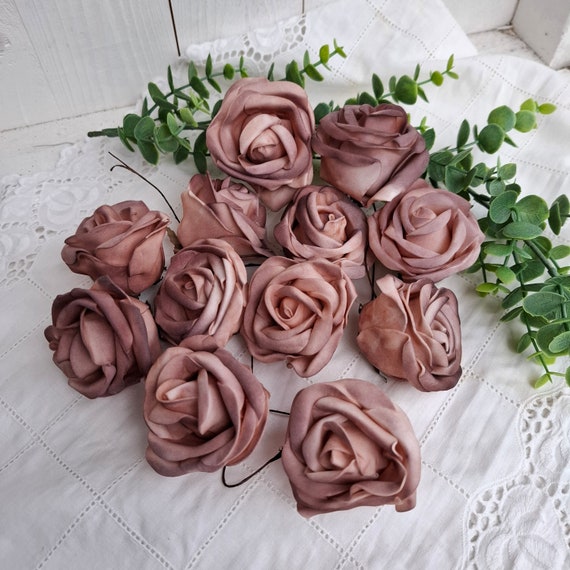 Knstliche Rosen 12 Stck knstliche Blumen Strau Rosenstrau altrosa  Rosenbund Kunstrosen Kunstblumen knstliche Rosen die echt aussehen