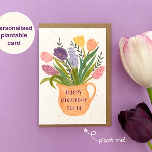 Carte à planter personnalisée, Carte de graines de fleurs sauvages, Carte de fleurs de printemps, Carte à planter toutes occasions, Carte florale biodégradable et respectueuse de l'environnement