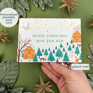 Carte de Noël à planter personnalisée, Carte de graines de fleurs sauvages personnalisée, Carte biodégradable écologique, Carte de visite personnalisée, Animaux de la forêt