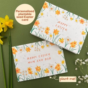 Personalisierte bepflanzbare Frohe Ostern Karte, Narzissen Karte, Angepasste Osterkarte, Wildblumen Samen Karte, Umweltfreundliche, biologisch abbaubare Karte