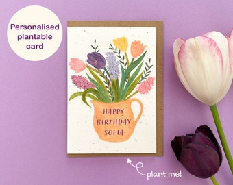 Personalised plantable card, Wildflower seed card, Spring flowers card, All occasion plantable card, Eco friendly biodegradable floral card