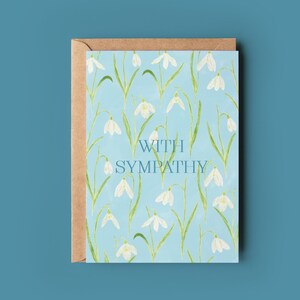Mit sympathy Grußkarte, Schneeglöckchen Karte, Thinking of you, Beileid Karte, Trauer Karte