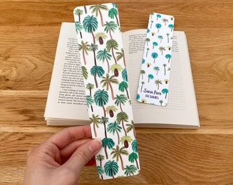 Palm tree bookmark, tropical palm tree pattern, gift for bookworms, nature bookmark, book lover gift, patterned bookmark