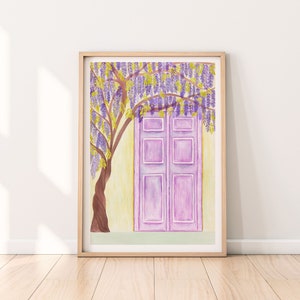 Wisteria purple door print, Travel wall print, Lilac wisteria art print, wall decor, Bridgeton inspired, Bridgeton gift idea, Wisteria house