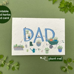 Tarjeta plantable para el Día del Padre, Tarjeta de jardinería para papá, Tarjeta con semillas de hierbas mixtas para el Día del Padre, Tarjeta ecológica y biodegradable, Tarjeta de cumpleaños para papá
