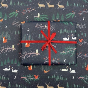 Fogli di carta da regalo riciclabile natalizia, animali del bosco, carta da regalo ecologica, carta da regalo con animali invernali, confezioni di carta da regalo