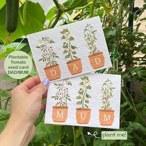 Plantable card for Mum and Dad, Gardening Card, Tomato seed card, Veg plant card, Birthday card for Mum and Dad, Mother&#39;s day, Father’s day