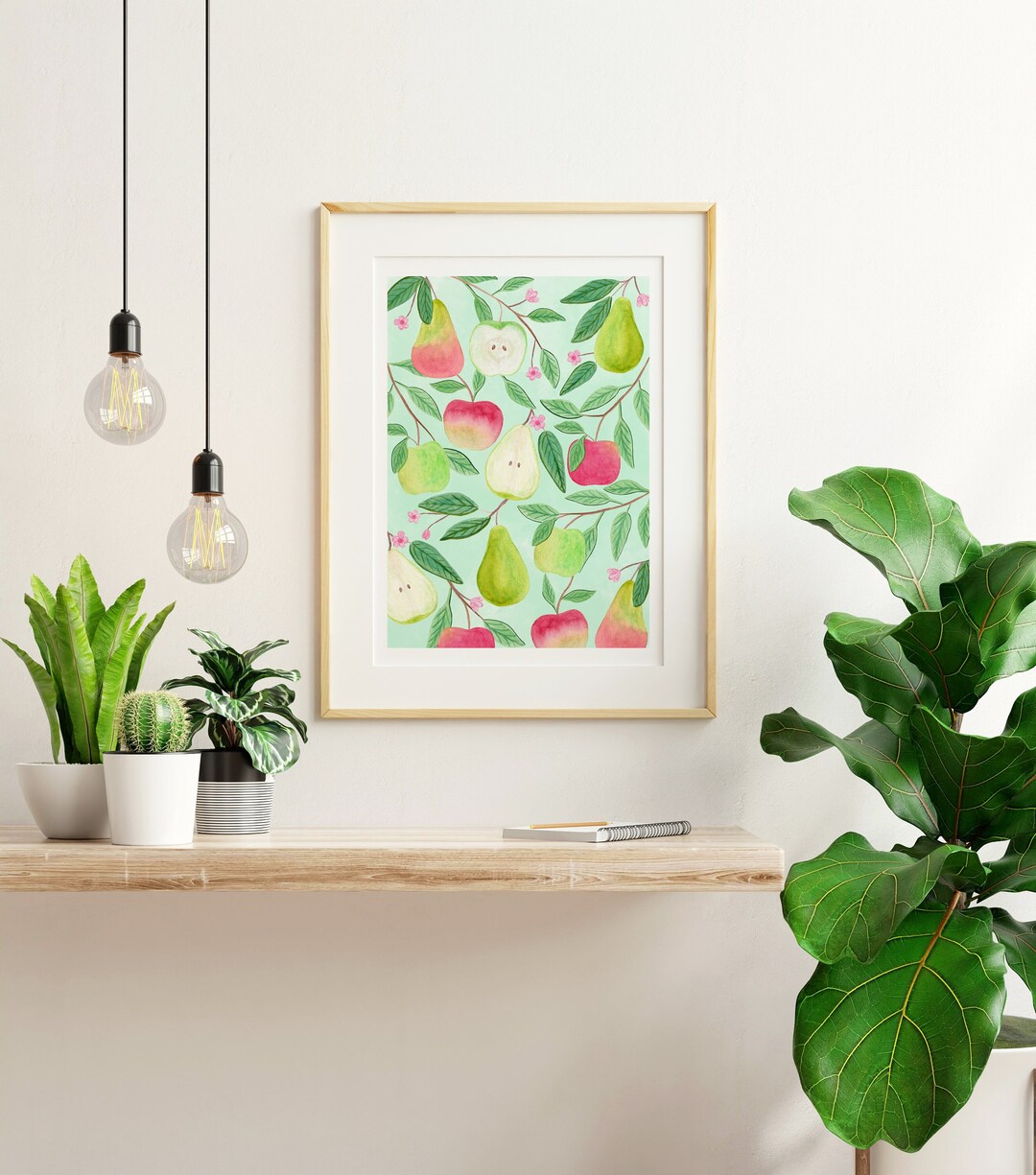 Apple and Pear Art Print, A5 A4 A3 Fruit Wall Art, Fruit Poster ...