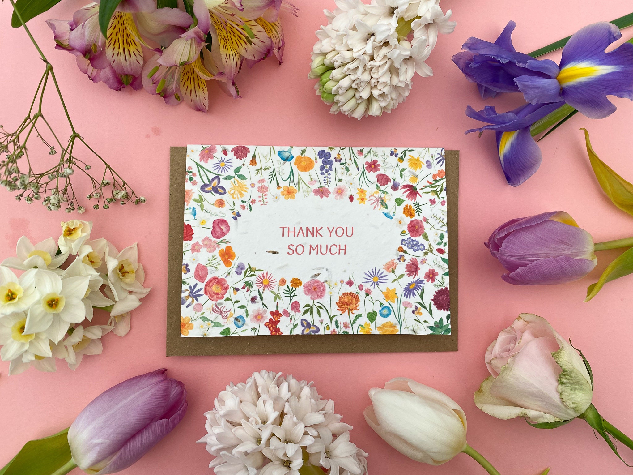 Compostable Card Personalised Plantable Floral Card, Customised Wildflower Seed Card ...
