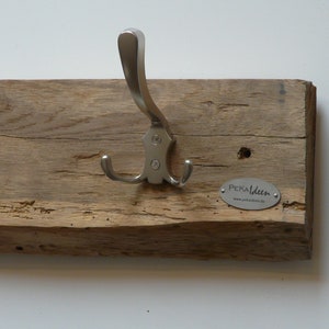 Wardrobe antique beam 5 hooks wood oak image 2
