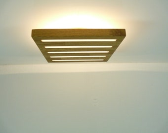 LED plafondlamp eiken 39 x 39 cm met indirecte verlichting