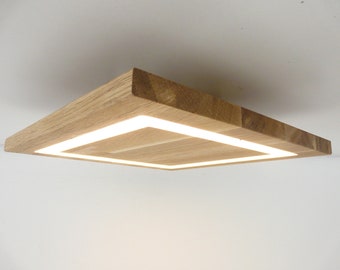 Deckenleuchte Eiche 40 x 40 cm Leuchte Lampe Holzlampe Deckenlampe Wohnzimmer Deckenleuchte Wohnzimnmer Deckenlampe aus Eichen Holz