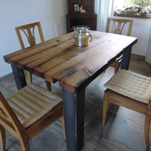 Dining table handcrafted from antique oak beams image 2