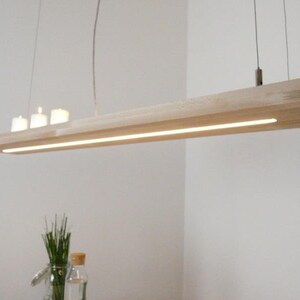 Esstischlampe / 160 cm Holz Buche / Leuchte Ober Unterlicht / Wohnzimmerlampe / Holzleuchte / Esstischlampen Bild 4