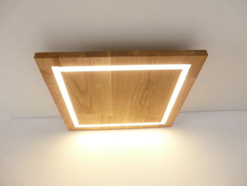Deckenleuchte Led Eiche geölt Holzlampe 40 x 40 cm | Etsy