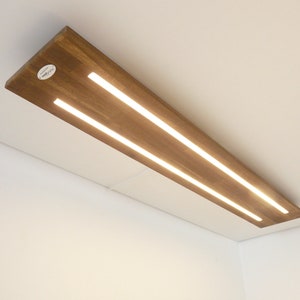 Ceiling lamp Led wooden lamp acacia colored oiled ~ 120 cm