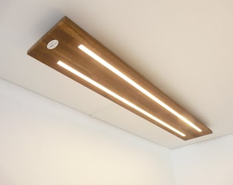Deckenleuchte Led Holzlampe Akazienfarbig geölt ~ 120 cm