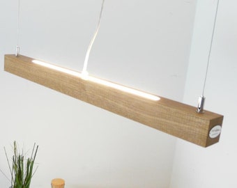 Hängelampe / 80 cm / Esstischlampe Eiche / Deckenlampe mit Ober + Unterlicht / Wohnzimmerlampe / Holzlampe / Deckenlampe / Leuchte Holz