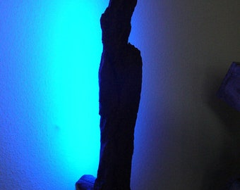 Drijfhouten wandlamp schors incl. LED's blauw