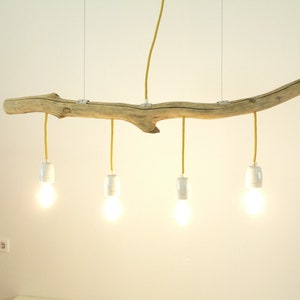 Hanging lamp driftwood lamp 4 bulbs with porcelain sockets and LED lamps