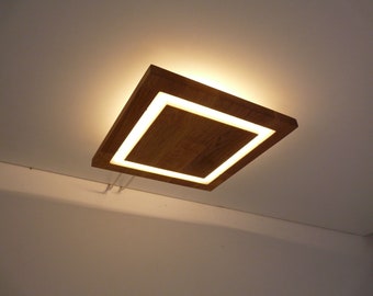 kleine LED plafondlamp acacia 20 x 20 cm met indirect licht