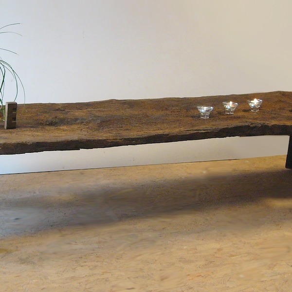 Table basse rustique XXL en planches de chêne antiques