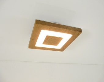 Ceiling light oak wooden lamp 20 x 20 cm light lamp LED