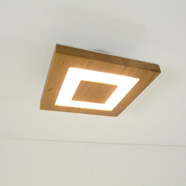 Deckenleuchte Eiche Holzlampe 20 x 20 cm Leuchte Lampe LED