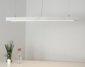 Vintage Shabby Chic Dining Table Lamp, 120 cm, Pendant Light, LED, White Waxed
